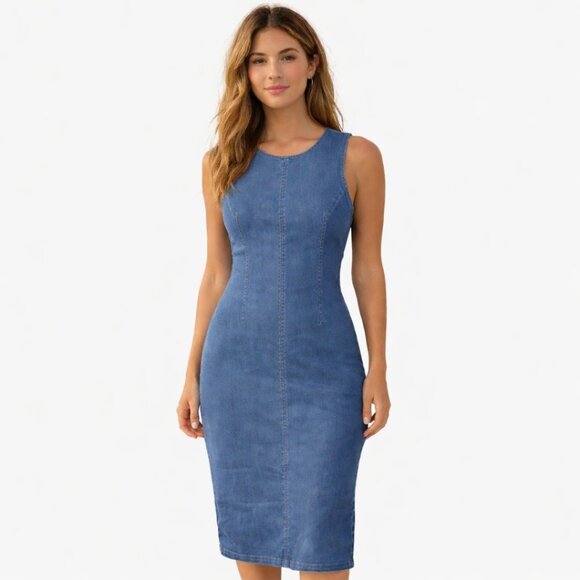 House of Harlow 1960 Dresses & Skirts - NWT House of Harlow 1960 Denim Midi Dress Medium Sleeveless Fitted Minimalist